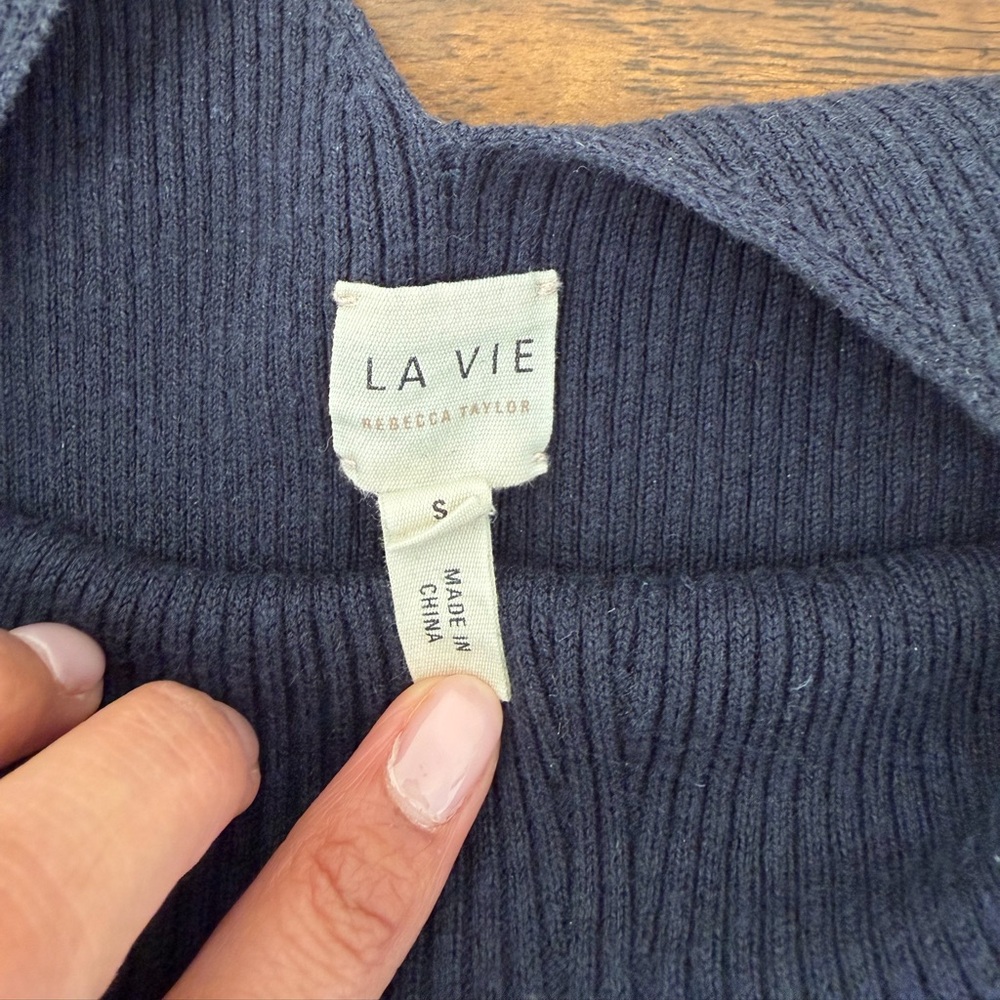 Rebecca Taylor La Vie Navy Soft Pointelle Maxi Dress in Small - Picture 5 of 6